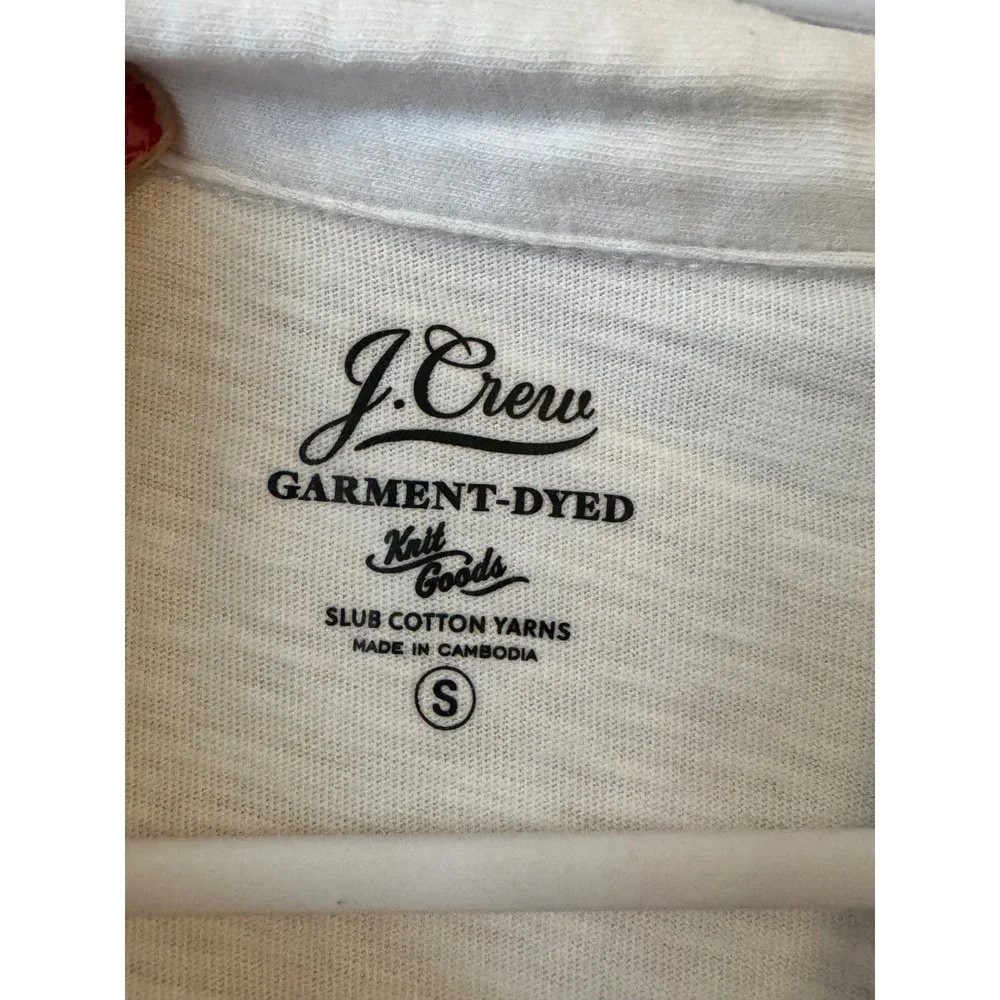 J.Crew Mens White Garment-Dyed Slub Cotton Knit Polo Shirt Small Pocket